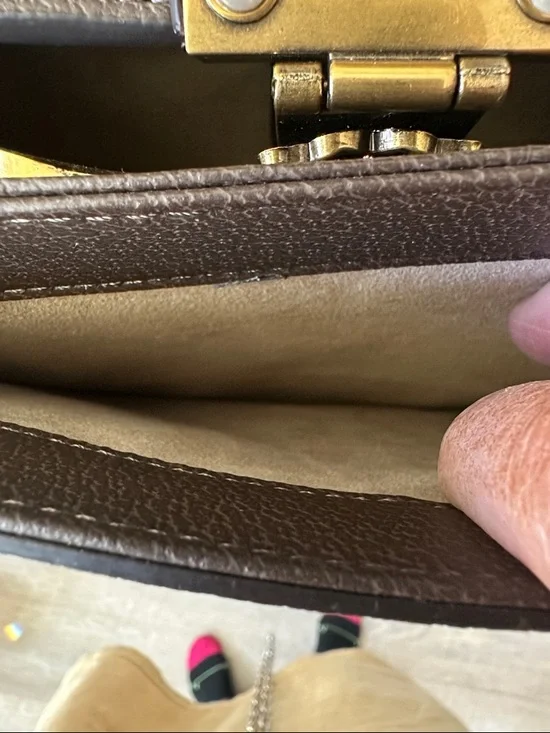 Gucci Beige GG Supreme Satchel with Brown Leather, Red-Green Web and Jeweled Bee - Picture 10 of 16